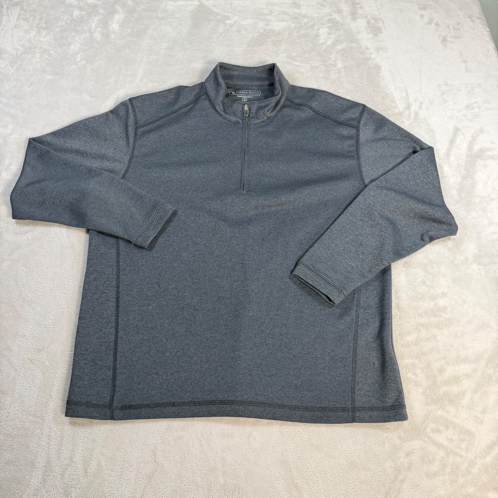 Pebble Beach Performance Quarter Zip Pullover Mens Medium Gray Polyester Golf